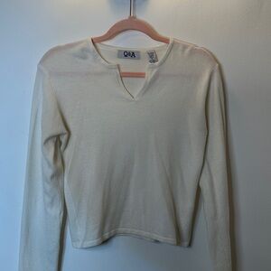 Q&A Cream V-Neck Sweater for Women